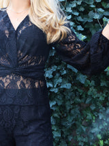 TIKI LS TWIST BLOUSE - BLACK LACE