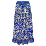 TIA-LONG-FRILL-SKIRT - COBOLT BLUE MIX