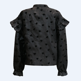 TIA-LS-FRILL BLOUSE - BLACK HEART