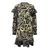 TIA-LS-FRILL DRESS - BLACK