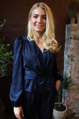 TIKI LS TWIST BLOUSE - NAVY BLACK