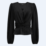 TIKI LS TWIST BLOUSE - BLACK