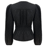 TIKI LS TWIST BLOUSE - BLACK DIAMOND