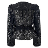 TIKI LS TWIST BLOUSE - BLACK LACE