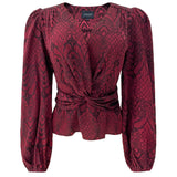 TIKI LS TWIST BLOUSE - BORDEAUX