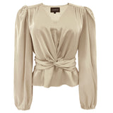 TIKI LS TWIST BLOUSE - CHAMPAGNE