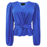 TIKI LS TWIST BLOUSE - ELECTRIC BLUE