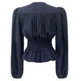 TIKI LS TWIST BLOUSE - NAVY BLACK