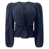 TIKI LS TWIST BLOUSE - NAVY BLACK