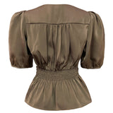 TIKI-SS-TWIST-BLOUSE - BROWN
