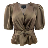 TIKI-SS-TWIST-BLOUSE - BROWN