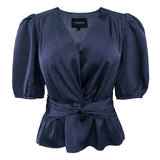 TIKI-SS-TWIST-BLOUSE - MIDNIGHT NAVY