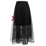 TULLE BOW SKIRT - BLACK RED BOW