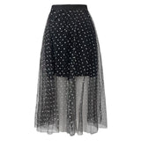 TULLE HEART SKIRT - BLACK SMALL SILVER HEARTS