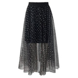 TULLE HEART SKIRT - BLACK SMALL SILVER HEARTS