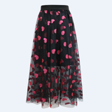 TULLE HEART SKIRT - BLACK PINK HEART
