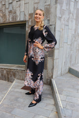 WENNISE LS DRESS - BLACK PAISLEY
