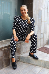 WINNIE BLOUSE - BLACK WHITE BIG DOT