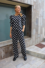 WINNIE BLOUSE - BLACK WHITE BIG DOT