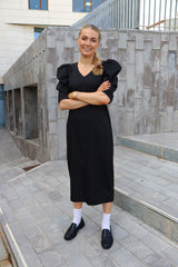 WINNIE VNECK DRESS - BLACK