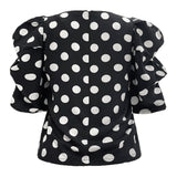 WINNIE BLOUSE - BLACK WHITE BIG DOT
