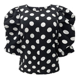 WINNIE BLOUSE - BLACK WHITE BIG DOT