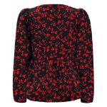 CECILIE-LS-BLOUSE - BLACK RED BOW