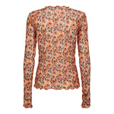 MESH-TOP-2 - ORANGE PINK BLACK FLOWER