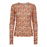 MESH-TOP-2 - ORANGE PINK BLACK FLOWER