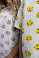 SARA-SS-SHIRT - PINK SMILEY