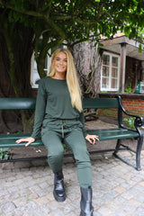 ALMA PANTS (FLEECE) - DARK ARMY