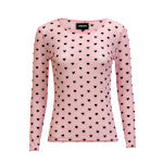 MESH LS TSHIRT - ROSE BLACK FLOCK HEART