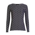 MESH LS TSHIRT - GREY BLACK FLOCK HEART