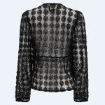 MANNI-LS-V-NECK-BLOUSE - BLACK FLOWER DOT