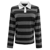 POLO-LS-SHIRT - DARK GRAY BLACK STRIPE