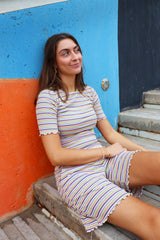 NATALIA-SS-BLOUSE - MULTI GRAY STRIPE