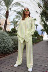 SPIR-LS-SHIRT - GREEN SAND STRIPE