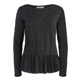 NUNO-LS-FRILL-T-SHIRT - BLACK