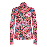 LOTUS-LS-HIGHNECK-BLOUSE - BLACK PINK FLOWER