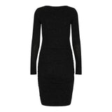 IBI-LONG-DRESS - BLACK GLITTER FLOWER