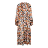 GRAFFI-DRESS - BLUE BROWN FLOWERS