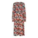 NERO-LS-DRESS - BLACK ORANGE FLOWER