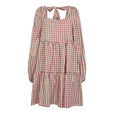 CECILIA-DRESS - ARMY RASBERRY CHECK