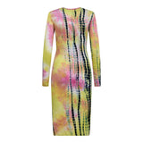 NINJA LS DRESS - PINK YELLOW TYE DIE