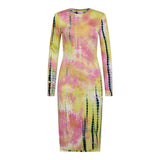 NINJA LS DRESS - PINK YELLOW TYE DIE