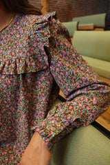 HEATHER-LS-BLOUSE - PINK BROWN FLOWER