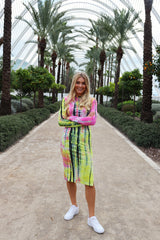 NINJA LS DRESS - PINK YELLOW TYE DIE