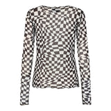 MESH TOP - SQUIZZY CHECKS BLACK