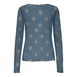 MESH TOP - STAR DOTS NAVY