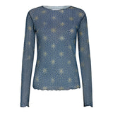 MESH TOP - STAR DOTS NAVY